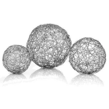 3 X 3 X 3 In. Shiny Nickel Guita Silver Wire Spheres - Pack Of 3